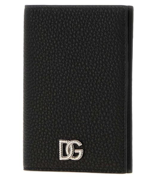 Dolce & Gabbana Black Logo Plaque Passport Holder for men