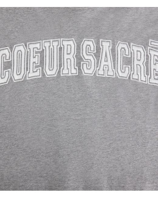 AMI Gray Coeur Sacré Cropped Cotton T-Shirt