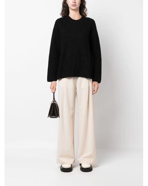 P.A.R.O.S.H. Black Ribbed-Knit Cashmere Jumper