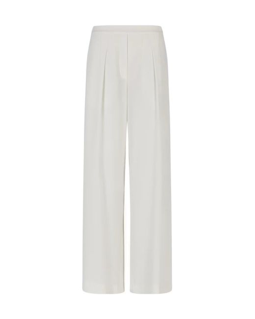 Emporio Armani White Pleated-Front Straight Trousers