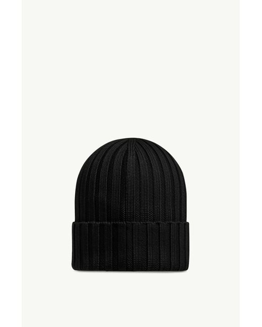 Moncler Black Logo Wool Beanie