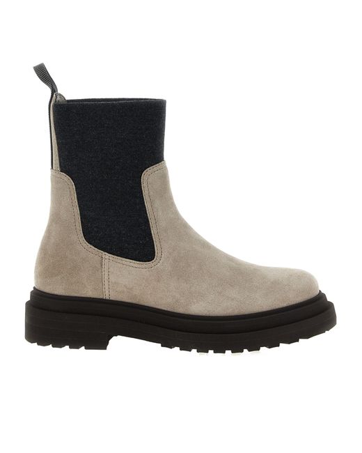 Brunello Cucinelli Black Loop Detail Ankle Boots With Chunky Sole