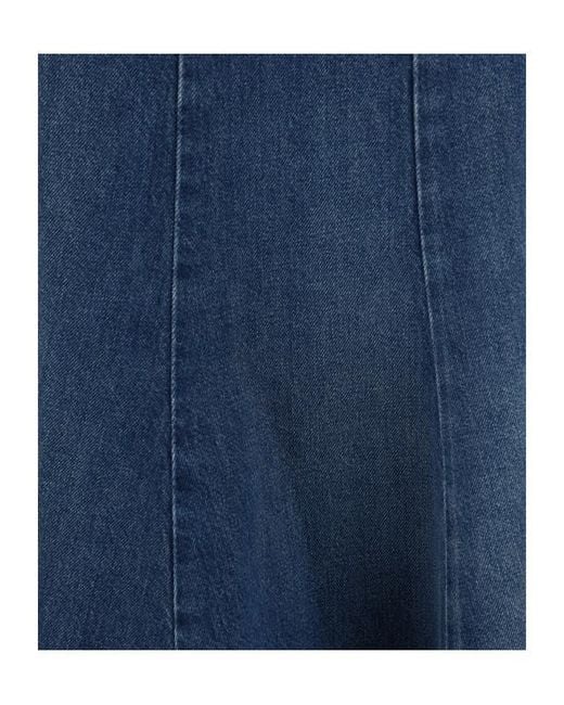 Khaite Blue The Lennox Low-Rise Denim Skirt