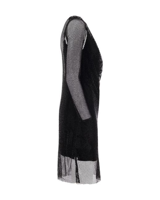 Max Mara Black Mesh Long-Sleeved Dress