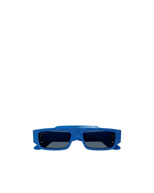 Gucci Blue Eyewear Rectangle-Frame Sunglasses for men