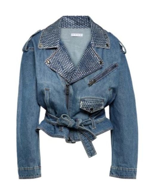Area Blue Crystal-Embellished Denim Jacket