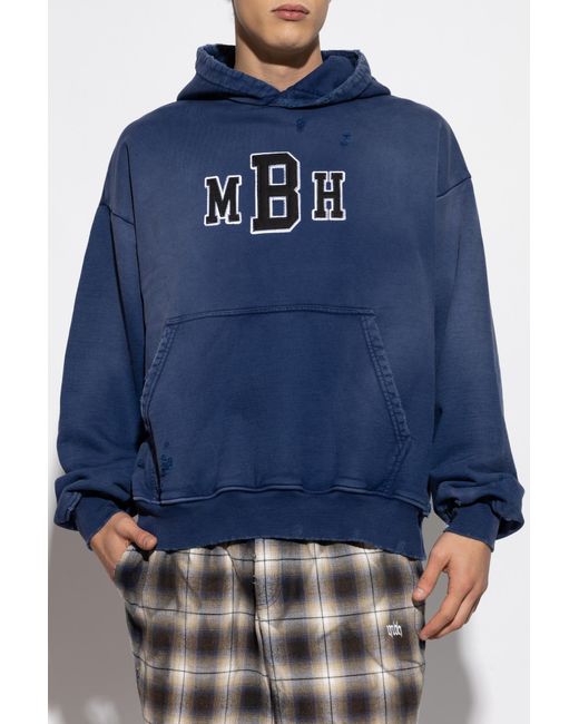 M I S B H V Blue Logo-Embroidered Hoodie for men