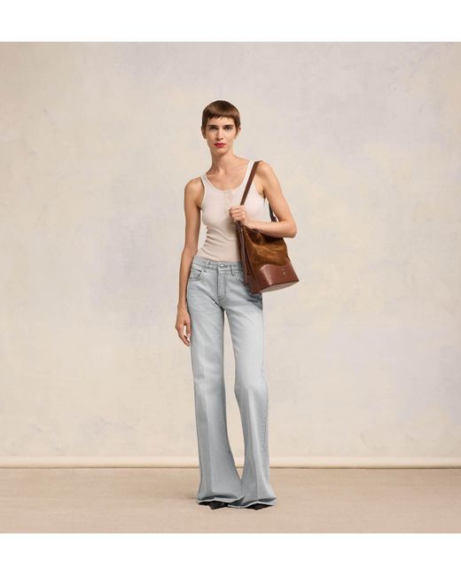 AMI Gray Ami Slitted Flared Jeans