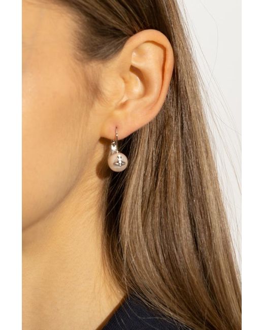 Vivienne Westwood White Logo-Embossed Pearl Earring