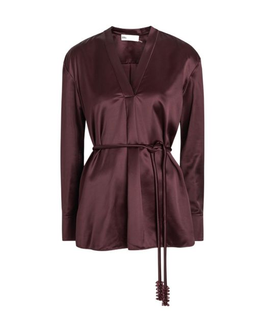 Tory Burch Purple Belted Satin Top