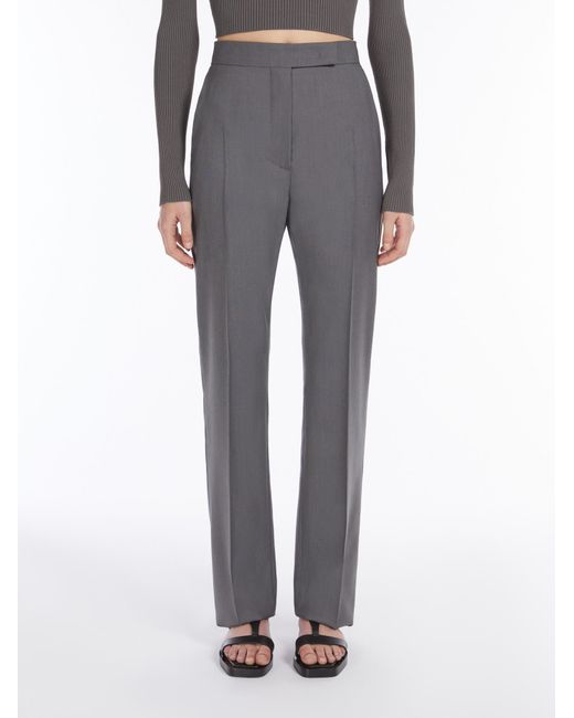 Max Mara Gray Turbigo Pleat Detailed Striaght Leg Trousers