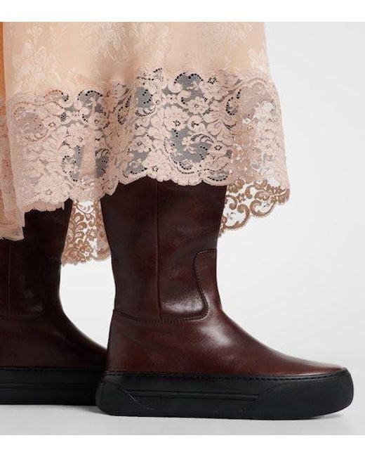 Chloé Brown Delia Leather Knee-High Boots