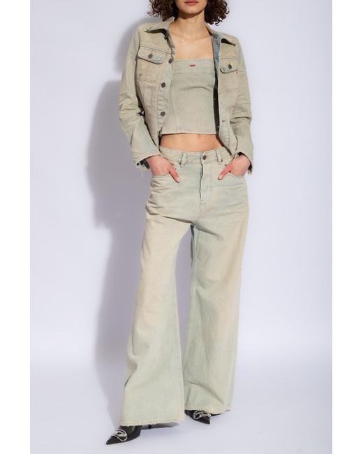 DIESEL White De-Bonny-S1 Frayed-Edge Denim Jacket