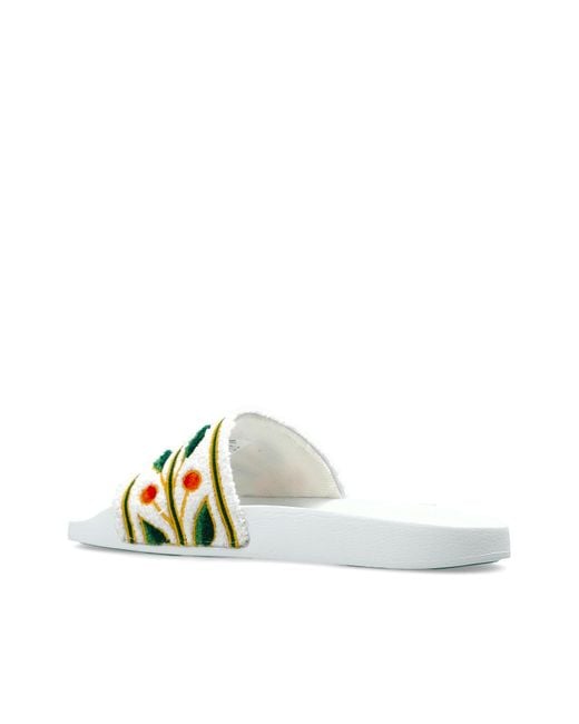 Casablanca Metallic Embroidered Logo-Patch Sandals