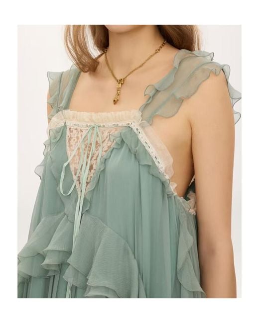 Chloé Green Sleeveless Layered Long Dress
