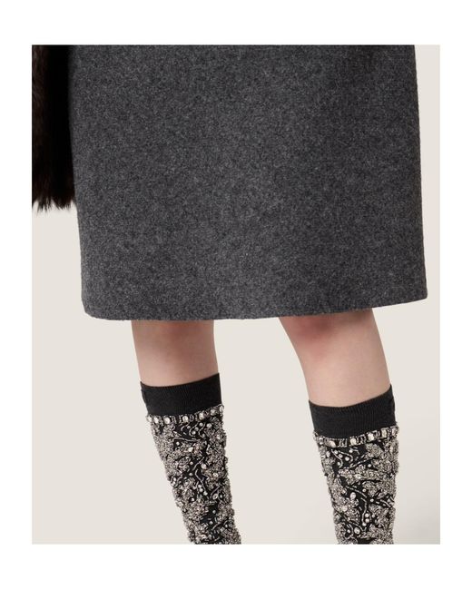 Miu Miu Gray Zip-Up Midi Skirt