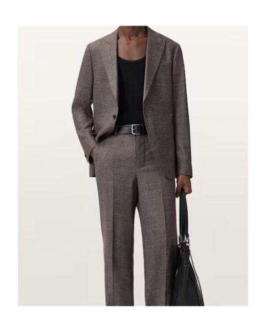 AllSaints Brown Clover Single Breasted Blazer for men