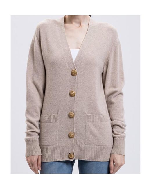 Balmain Pink Button-Detailed Patch-Pocket Cardigan