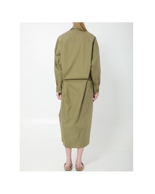 Frankie Shop Green Bloom Organic Cotton Shirt Midi Dress