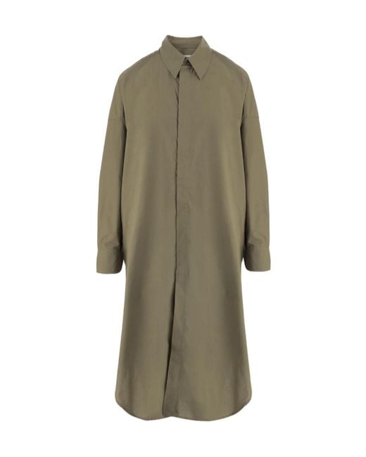 Frankie Shop Green Bloom Organic Cotton Shirt Midi Dress