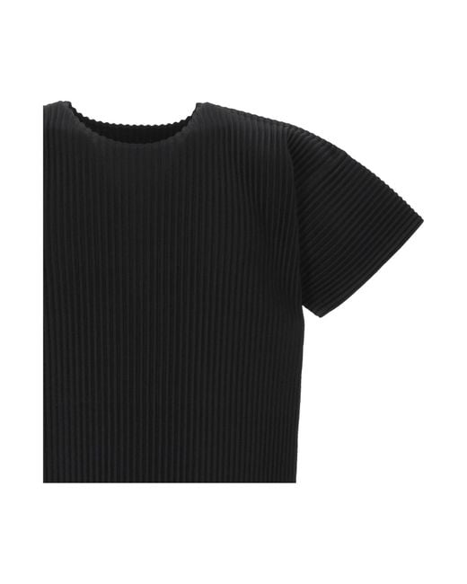 Homme Plissé Issey Miyake Black Homme Plissé Issey Miyake Pleated Crewneck T-Shirt for men
