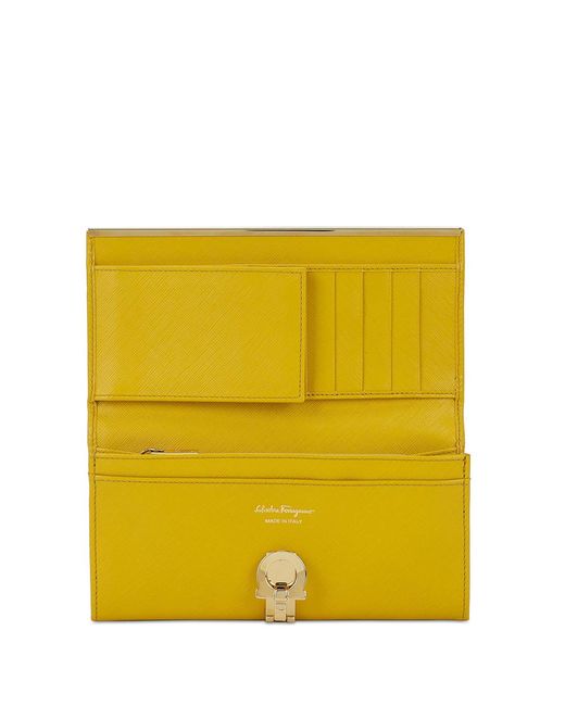 Ferragamo Yellow Logo Long Purse