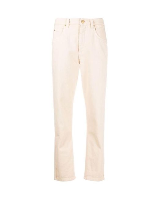 Brunello Cucinelli White High-Rise Straight-Leg Jeans