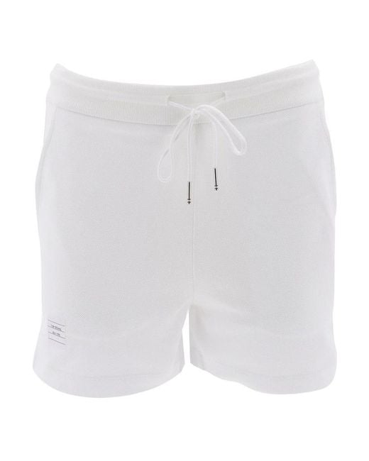 Thom Browne White Rwb Stripe Piqué Shorts