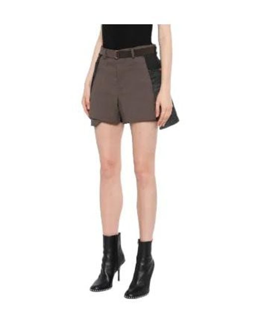 Sacai Brown Hybrid Denim-Panel Shorts