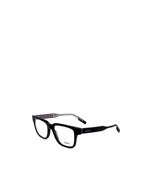 Zegna White Rectangular Frame Glasses for men