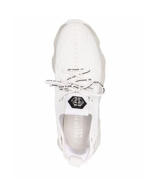 Philipp Plein White Runner Hexagon Logo Sneakers for men