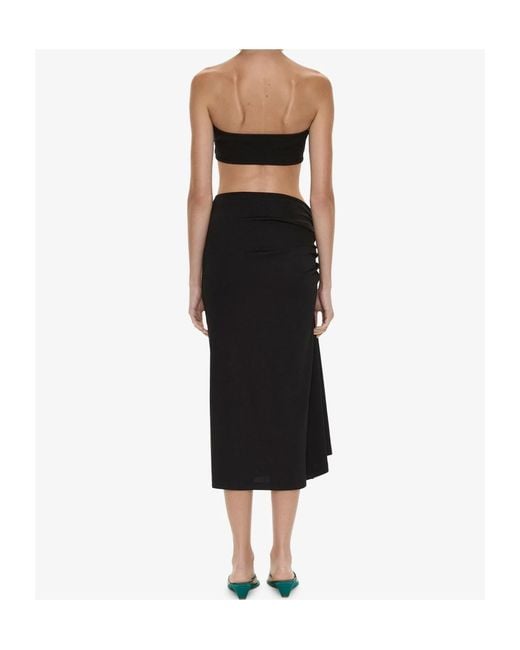 Christopher Esber Black Crystal-Clasp Cascade Midi Skirt