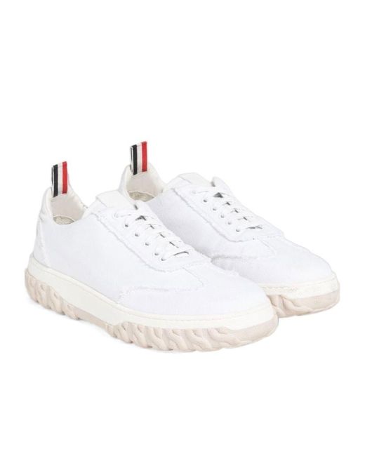 Thom Browne White Frayed Edge Low-Top Sneakers for men