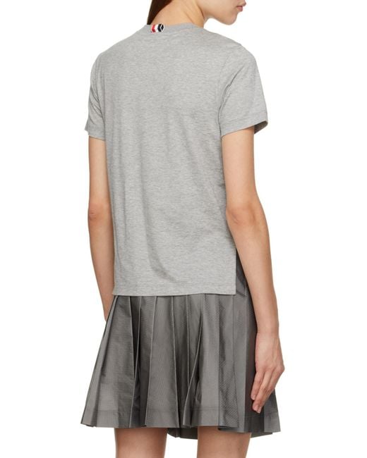 Thom Browne Gray Logo Patch Crewneck T-Shirt