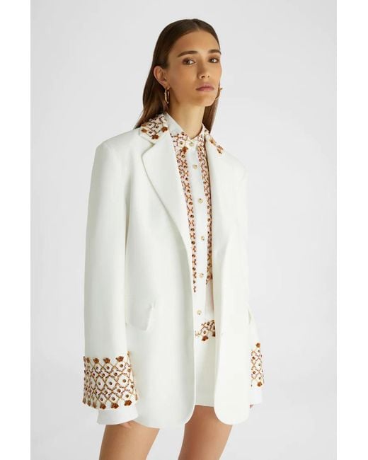 Ermanno Scervino White Single Breasted Embroidered Jacket