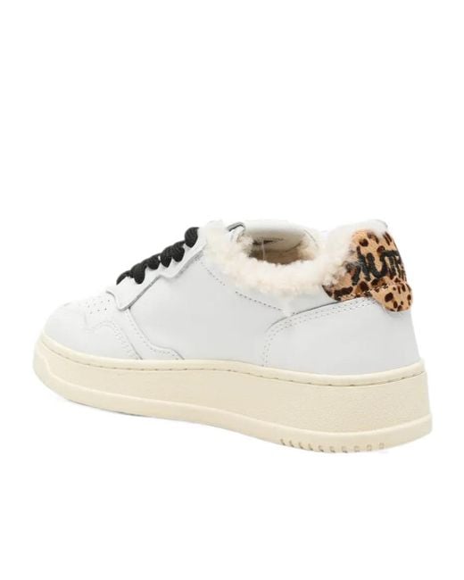 Autry White Medalist Leopard-Print Sneakers
