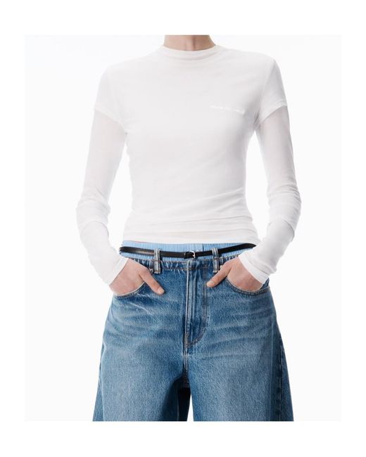 Alexander Wang White Crewneck Long-Sleeved Top