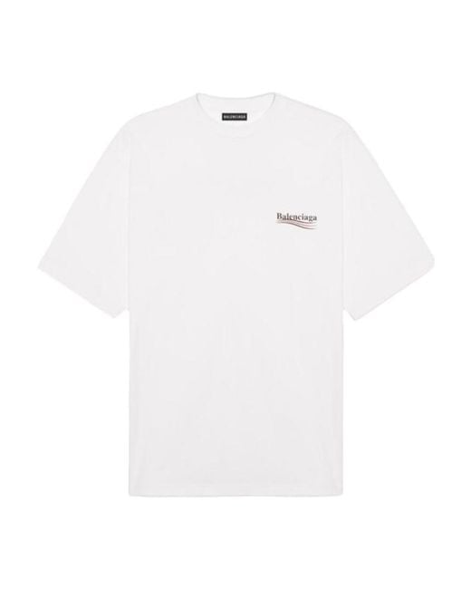 Balenciaga White T-Shirt Political Campaign Large Fit Da Donna