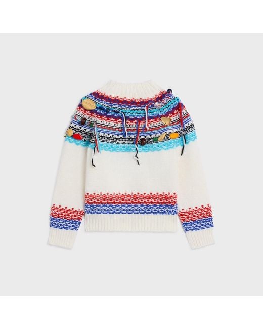 Céline Blue Cropped Crewneck Sweater