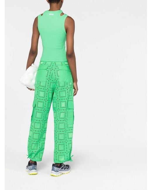MSGM Green Cut-Out Tank Top