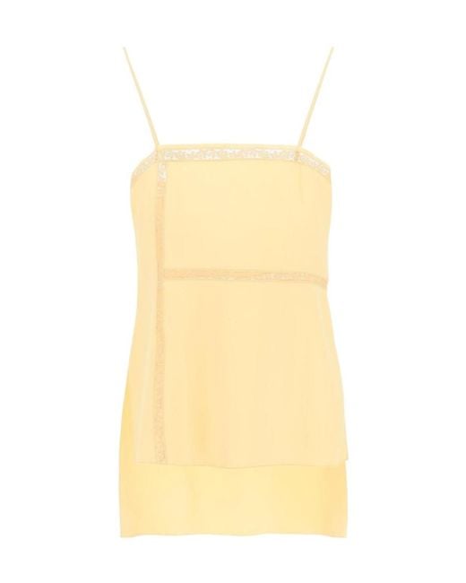 Chloé Yellow Lace-Trim High-Low Camisole