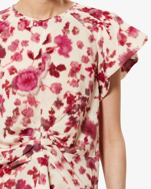 Isabel Marant Pink Tullya Printed Peplum Top
