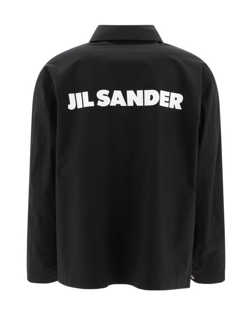 Jil Sander Black Logo Print Button-Up Jacket for men