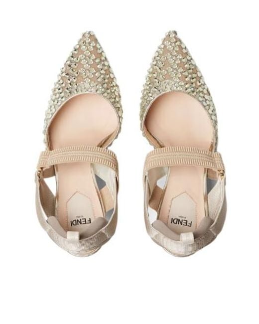 Fendi Metallic Colibri Embellished Slingback Pumps