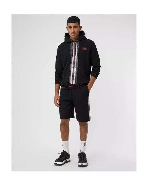 Burberry Black Monogram Stripe Panel Hoodie for men