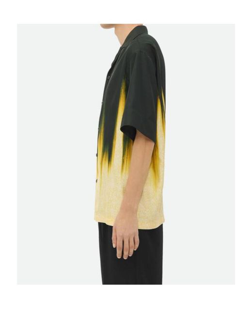 Bottega Veneta Yellow Viscose Degrade Petal Print Shirt for men