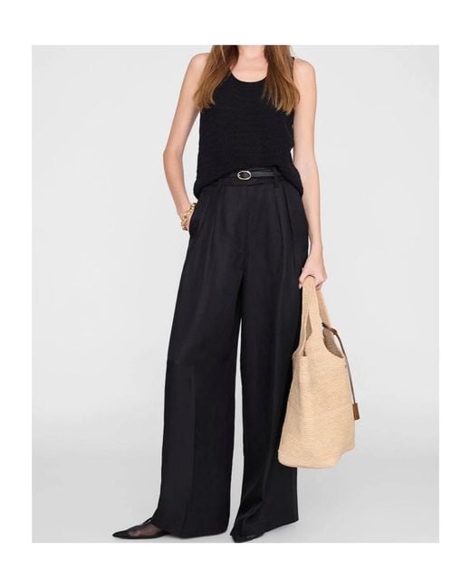 Anine Bing Black Casual Pants With Belt Loops