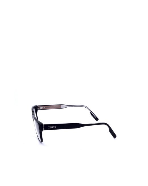 Zegna White Rectangle Frame Glasses for men