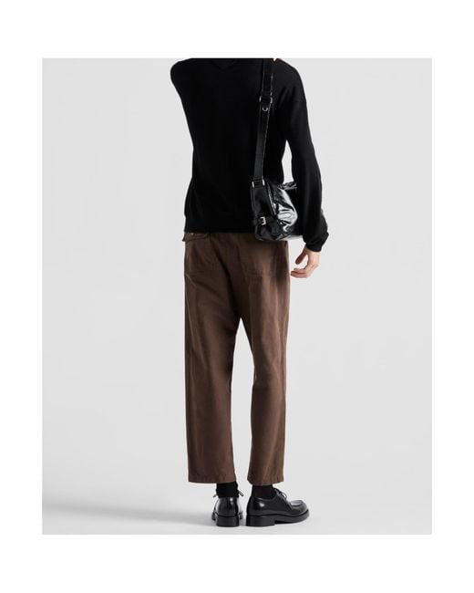 Prada Brown Triangle-Logo Wide-Leg Jeans for men