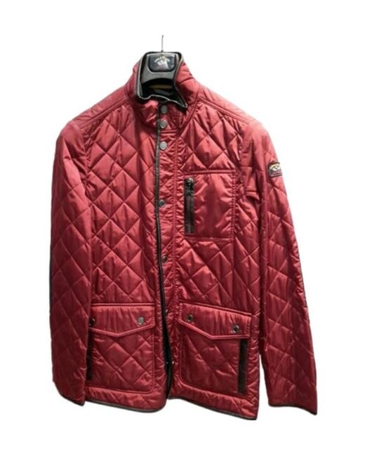 Paul & Shark Red High-Necked Quilted Padded Jacket for men